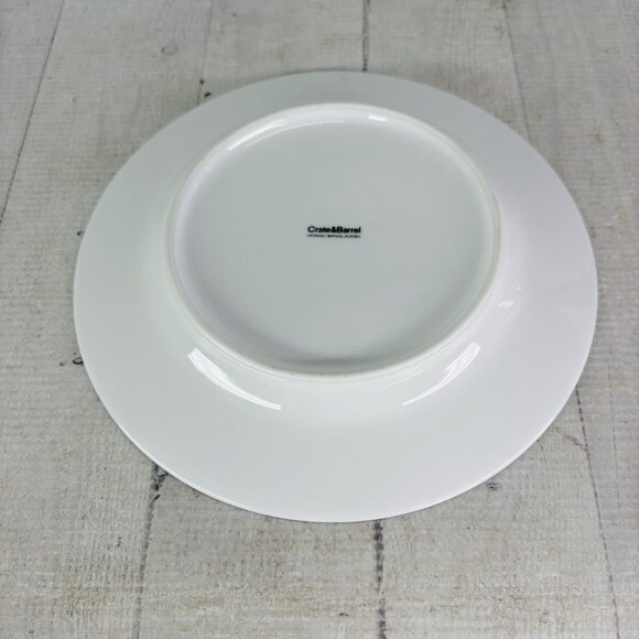 Crate & Barrel CBL141 BLUE LINE White Porcelain Blue Verge 8" Salad Plates Set 4 - Picture 5 of 16